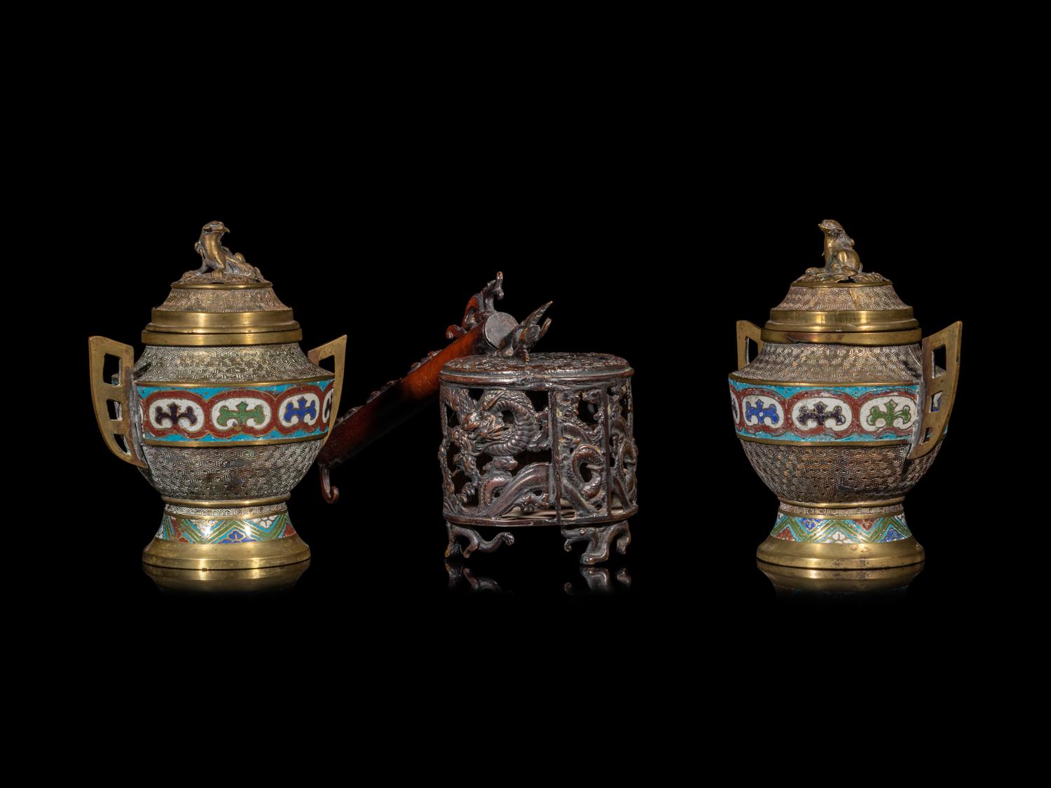 Three Japanese Metal Incense Burners
