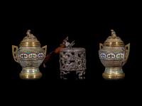 Three Japanese Metal Incense Burners