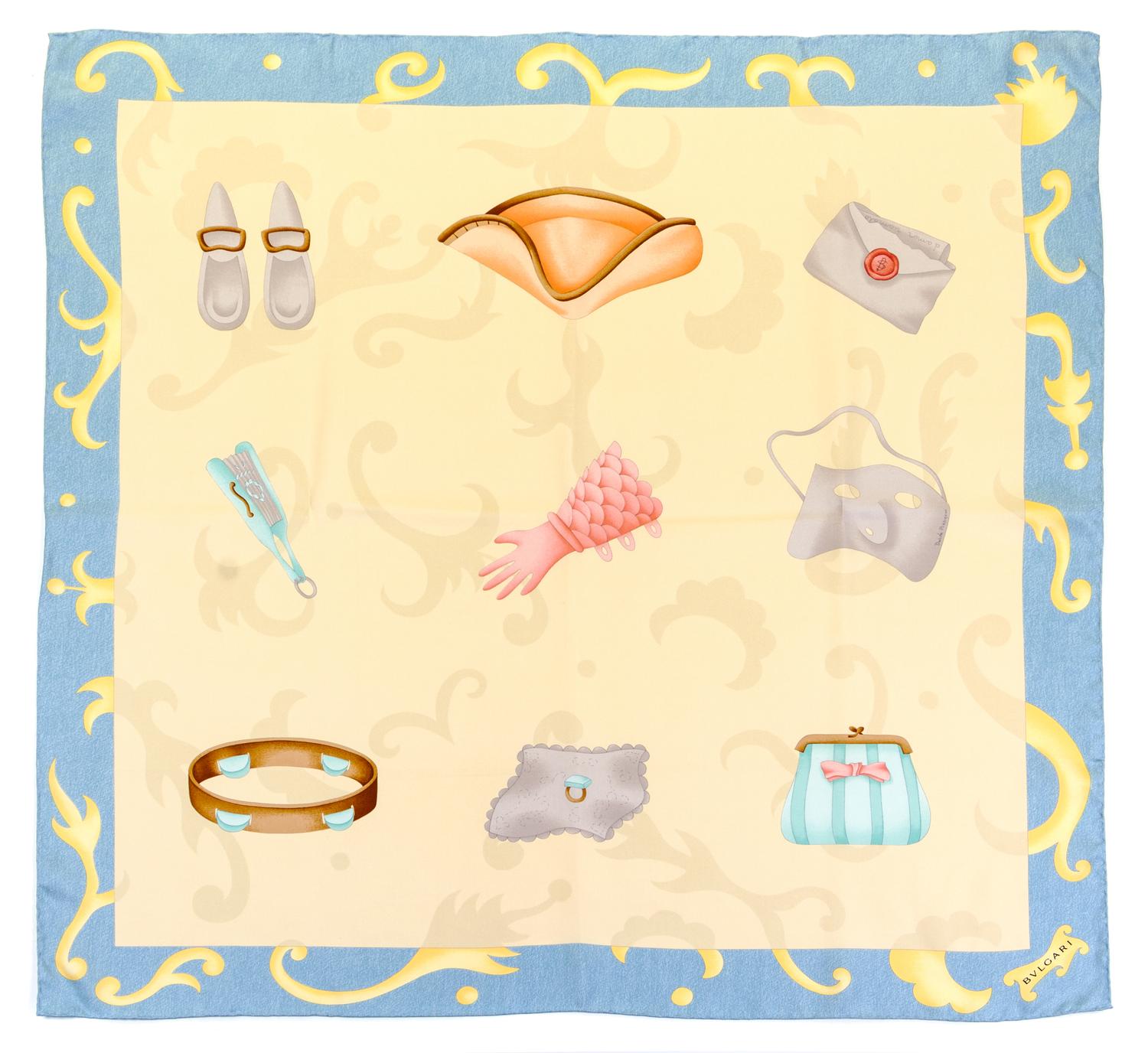 A Bulgari Pastel Silk Scarf, 35" x 35".