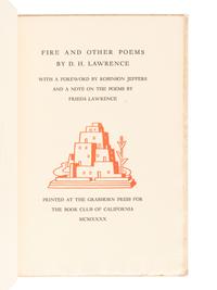 [GRABHORN PRESS]. LAWRENCE, David Herbert, (1885-1930). Fire & Other Poems . San Francisco: The Grabhorn Press, 1940.