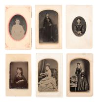 [EARLY PHOTOGRAPHY]. 37 tintypes of women of varying ages, incl. studious and religious subjects.