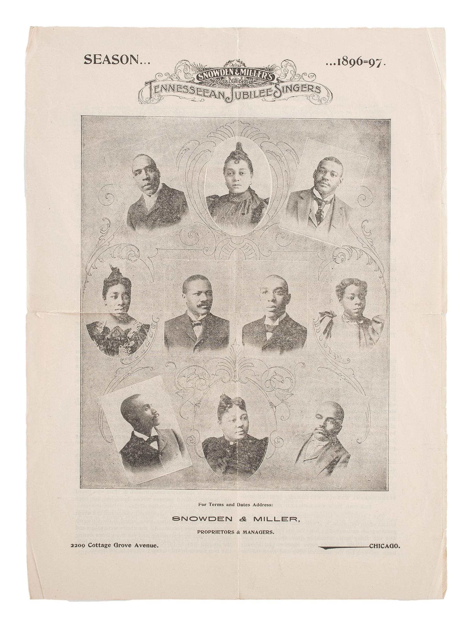 [MUSIC]. A group of tickets, handbills, and programs from the Fisk Jubilee Singers, comprising: