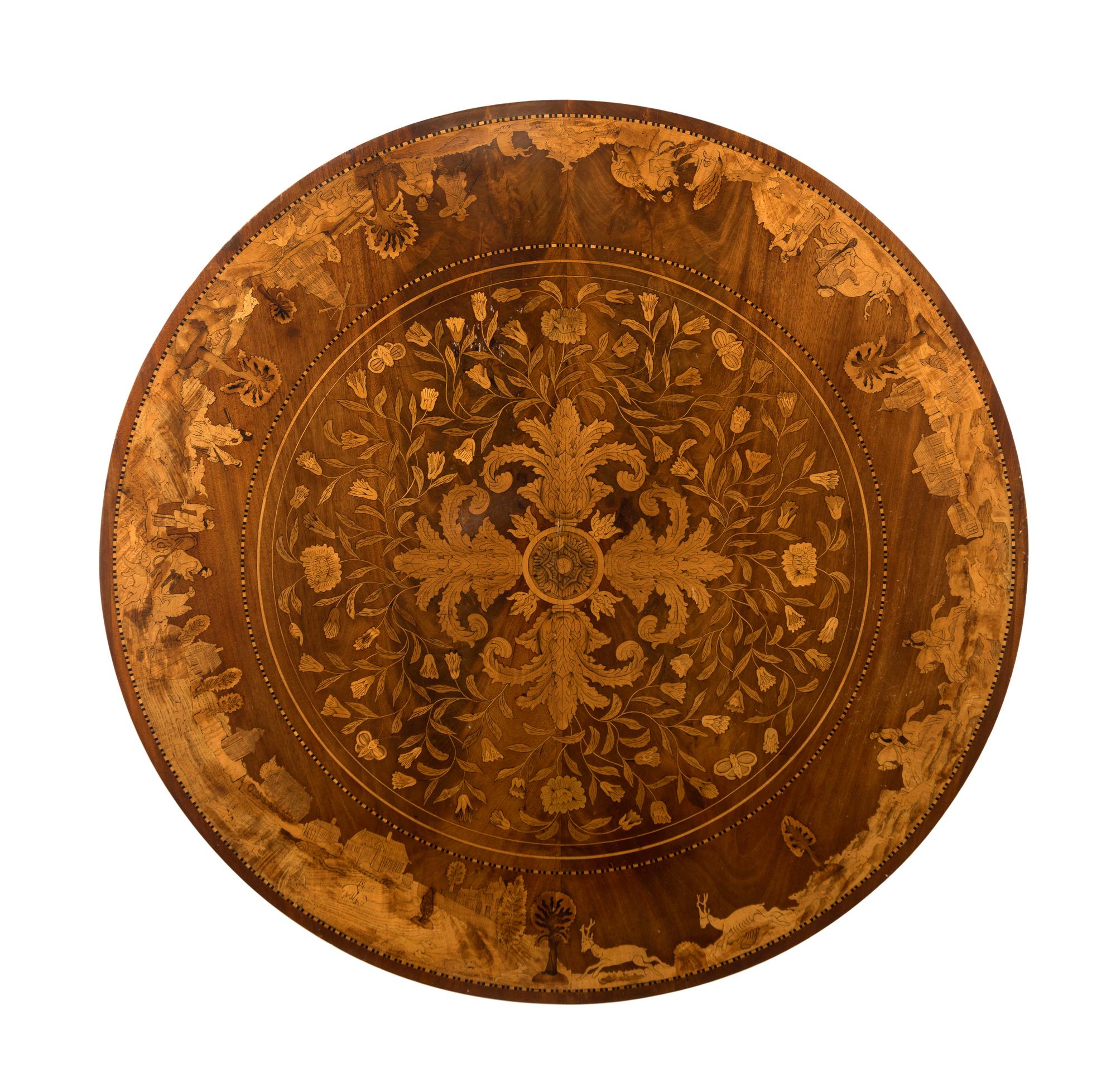 A Dutch Mahogany and Marquetry Center Table