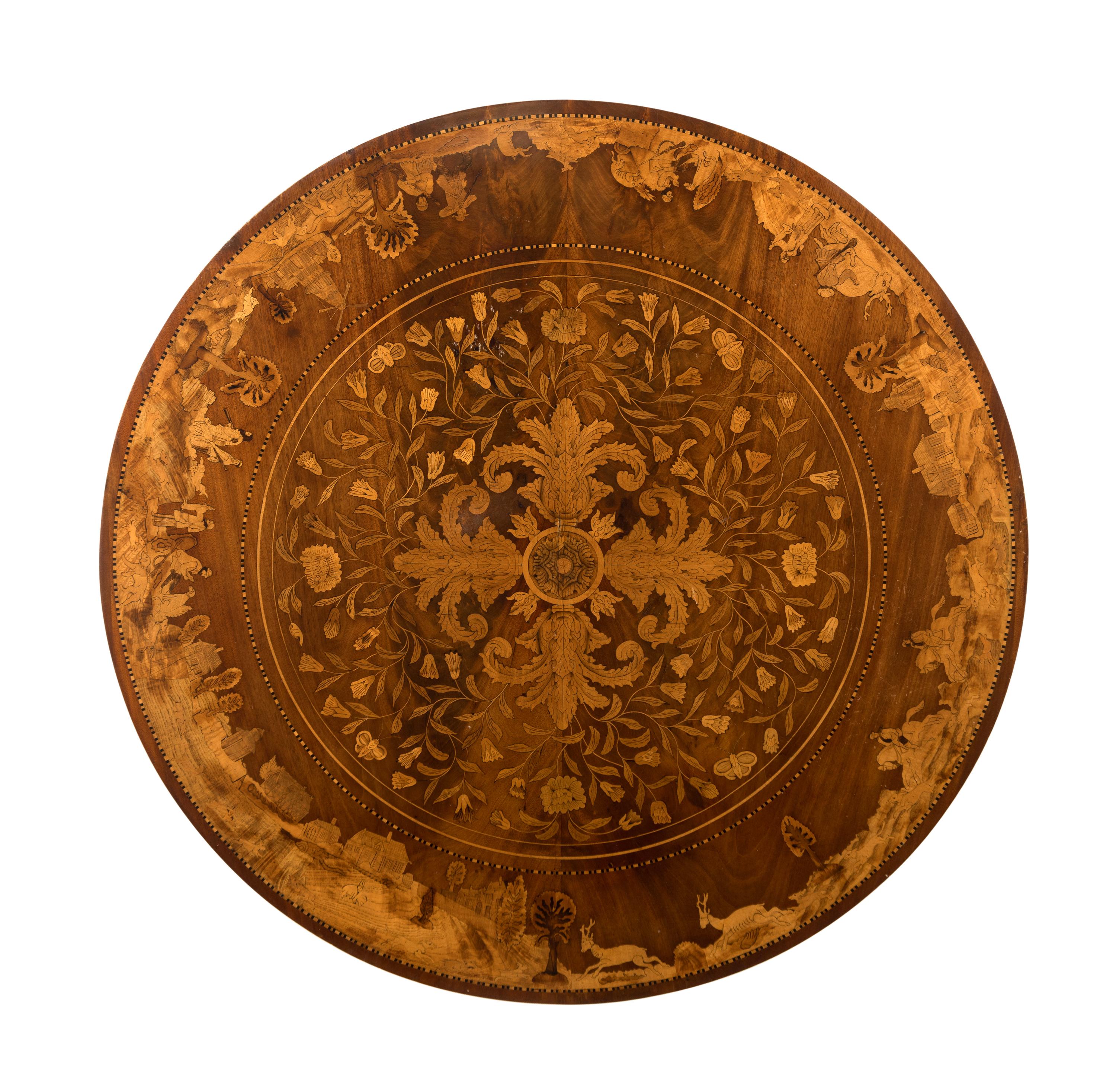 A Dutch Mahogany and Marquetry Center Table