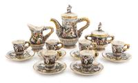 A Capo di Monte Porcelain Coffee Service Height of coffee pot 8 3/4 inches.