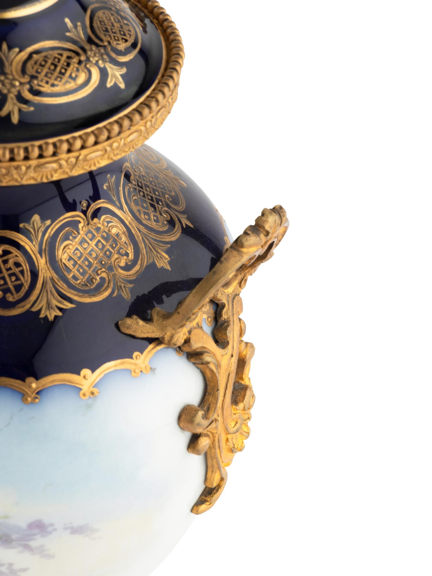 A Gilt Bronze Mounted Sèvres Style Porcelain Urn
