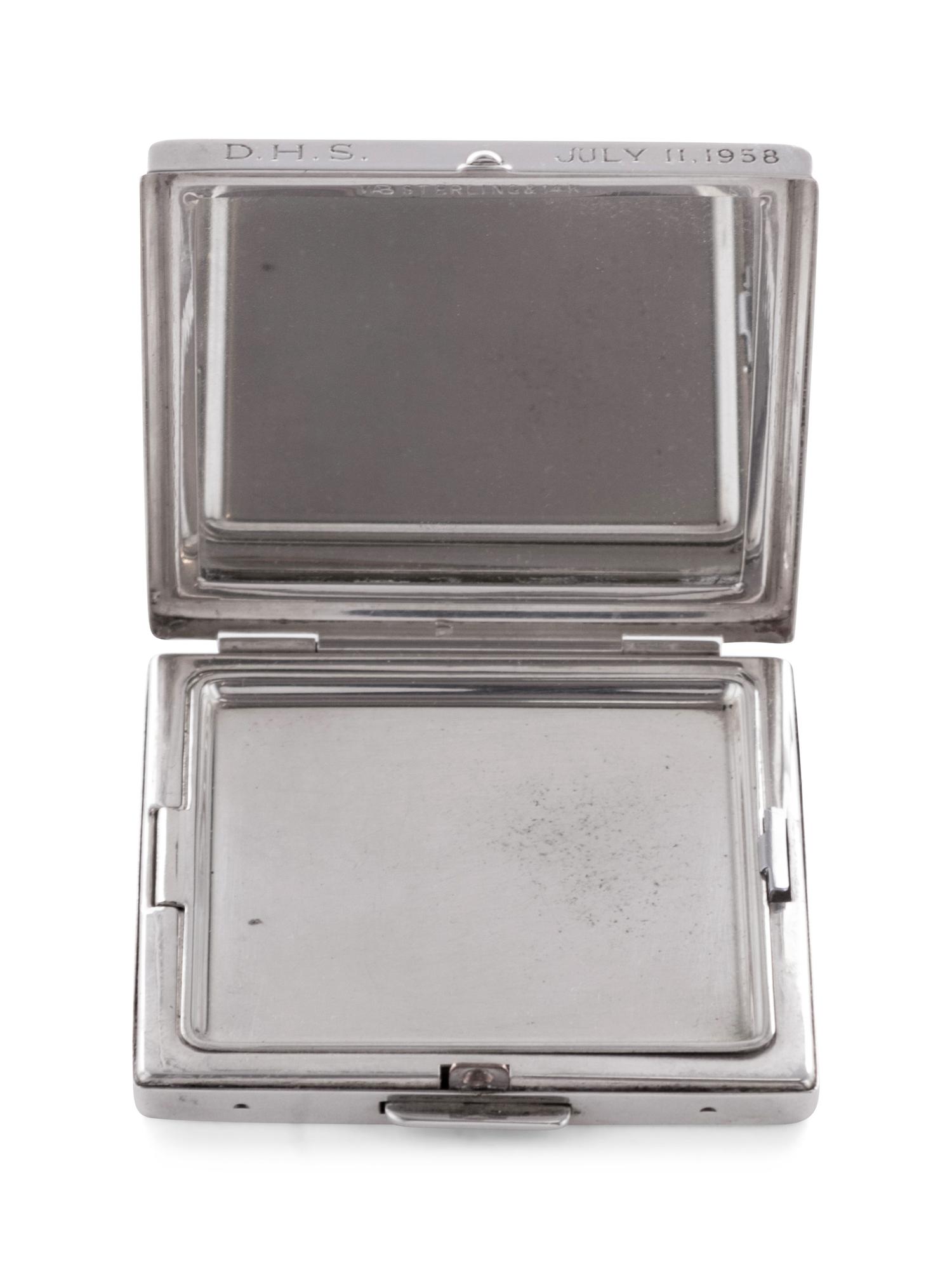 An American Silver and 14-Karat Gold Mounted Compact