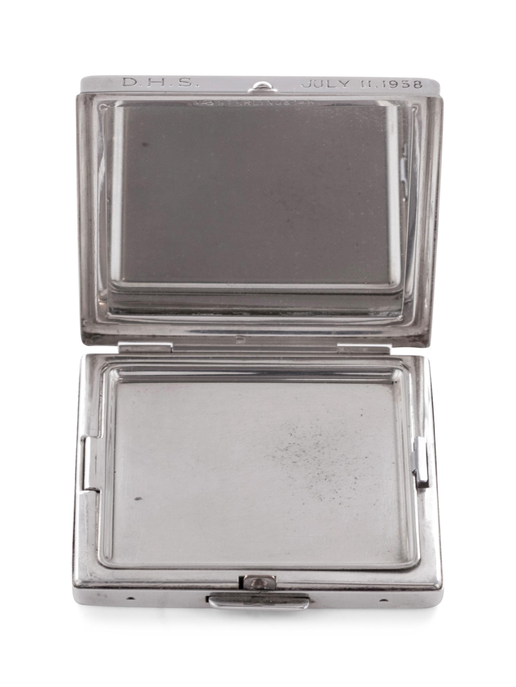 An American Silver and 14-Karat Gold Mounted Compact