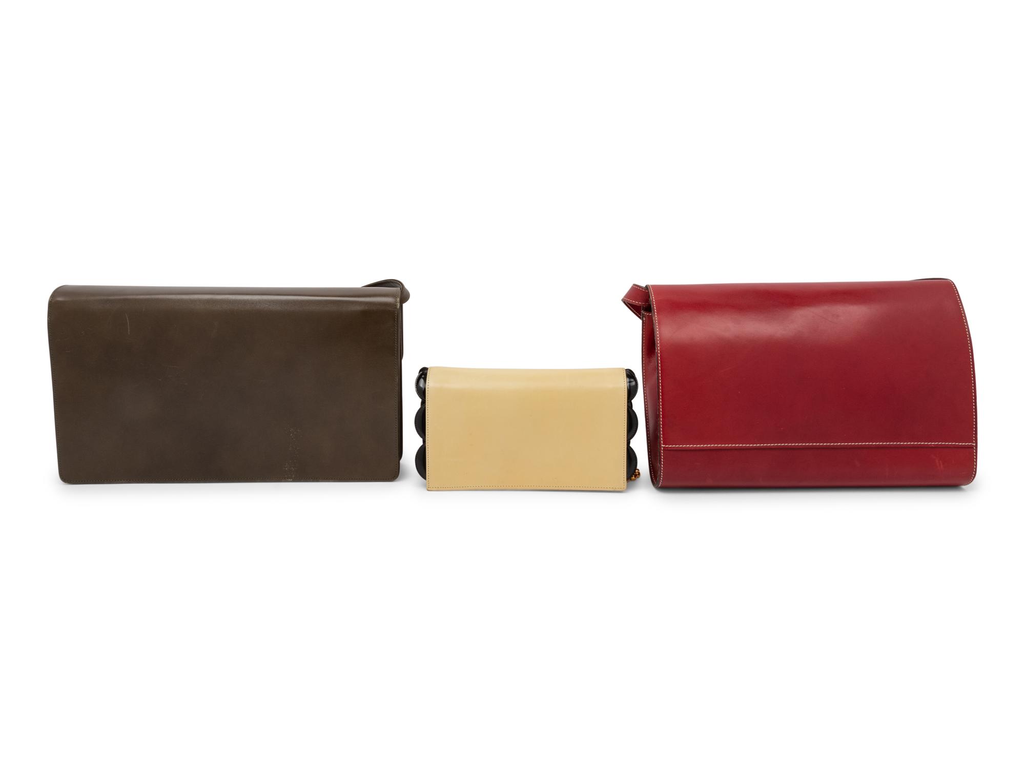 Five Karl Lagerfeld Items: Three Handbags, Two Scarves, 1980-90s