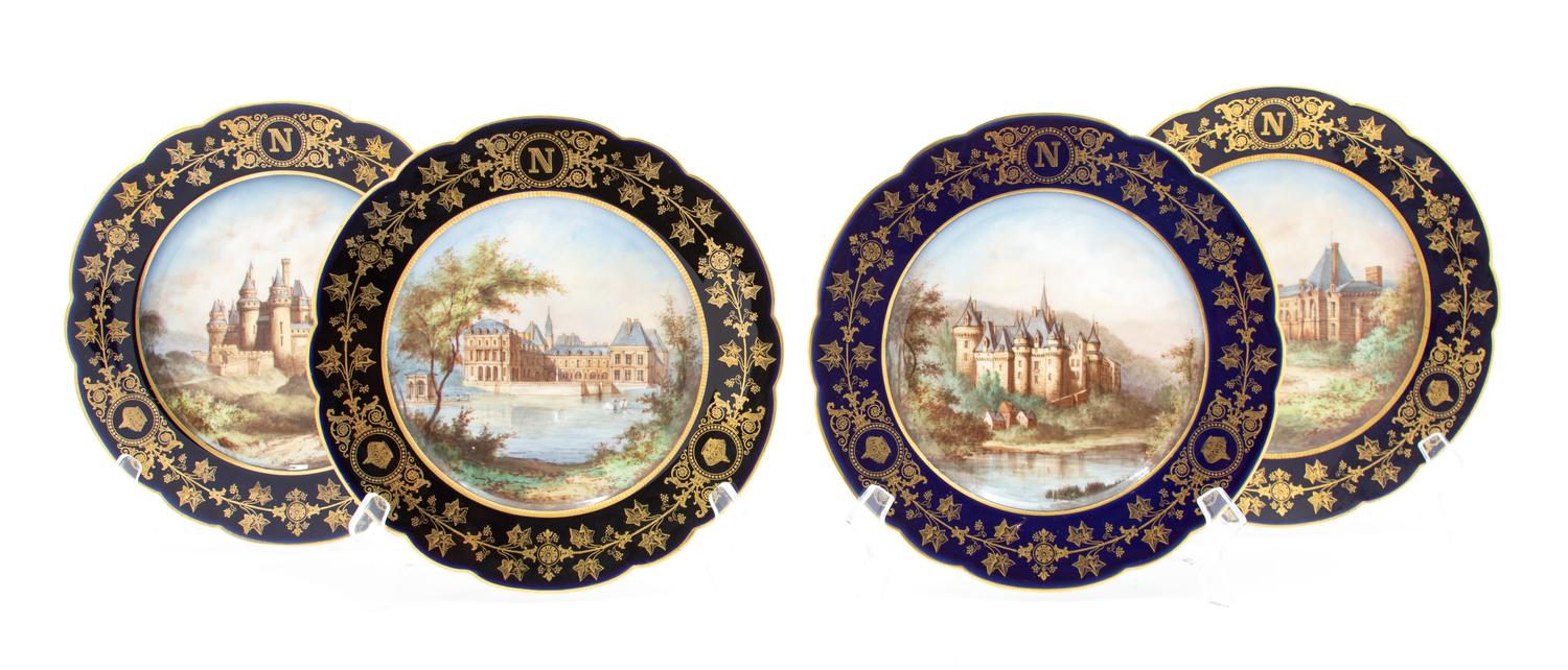 A Set of Six Sevres Plates Diameter 8 3/4 inches.