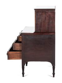 A Federal Cross-Banded Mahogany Two-Part Writing Desk