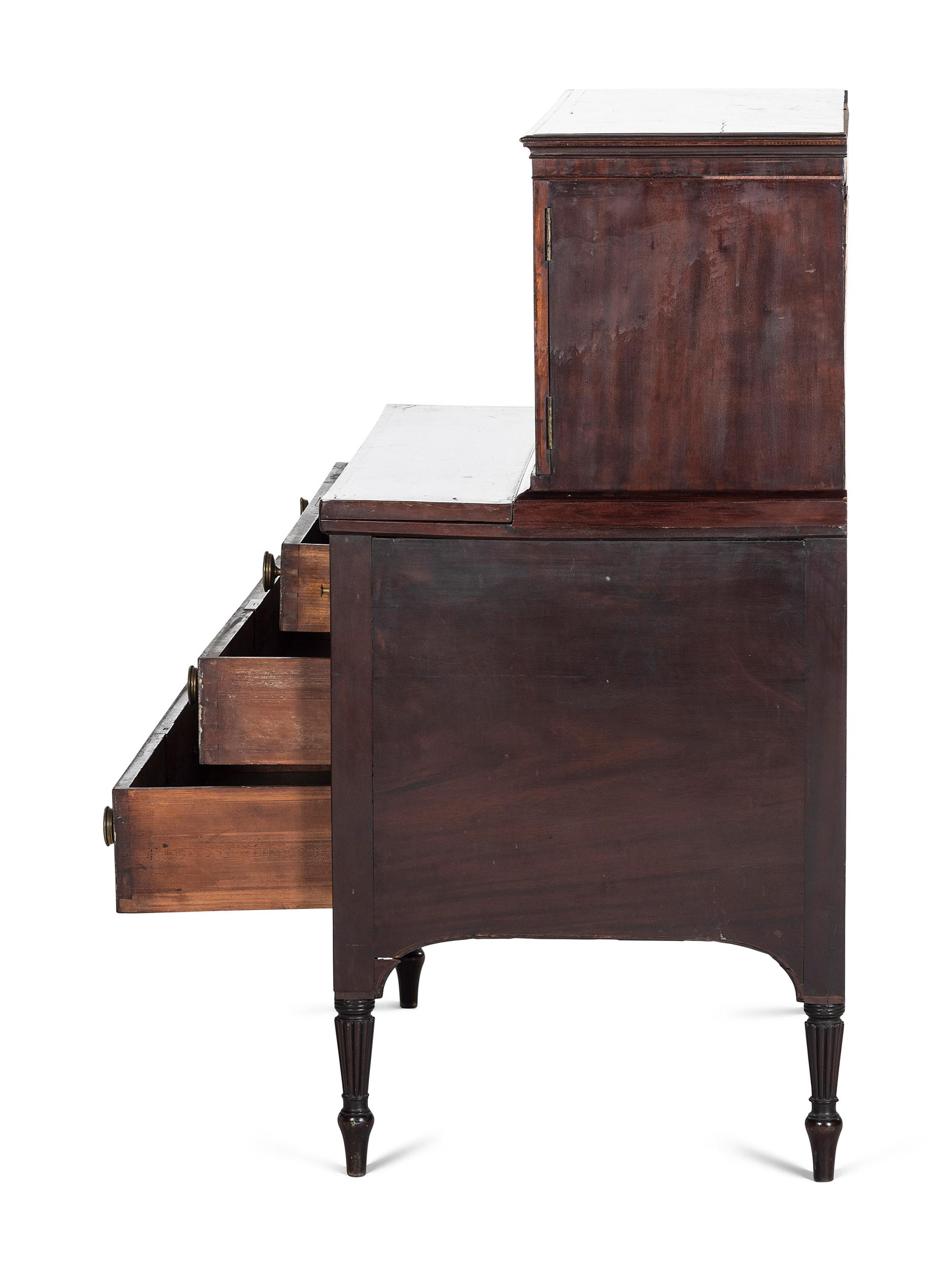 A Federal Cross-Banded Mahogany Two-Part Writing Desk