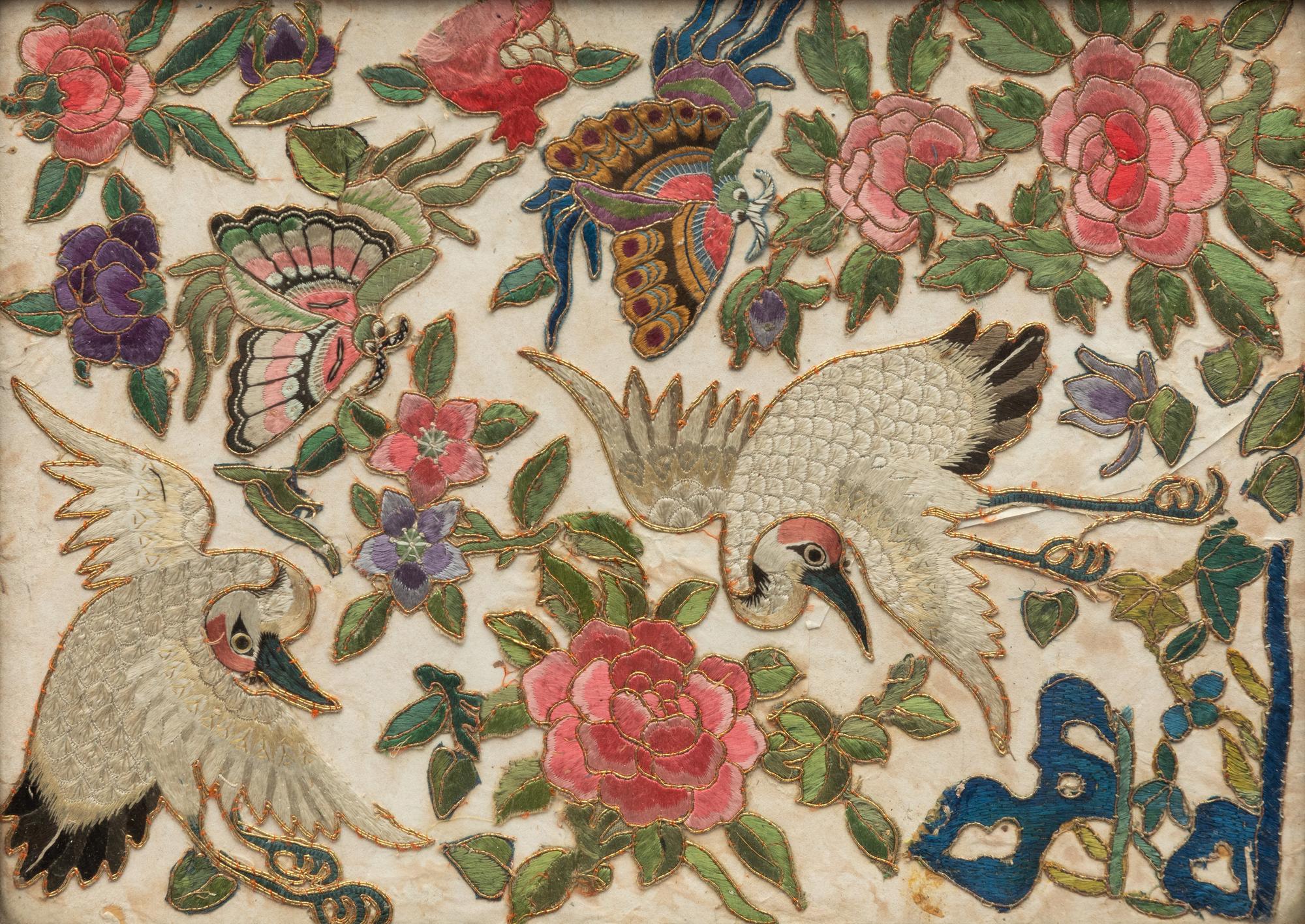 Eight Chinese Embroidered Silk Panels