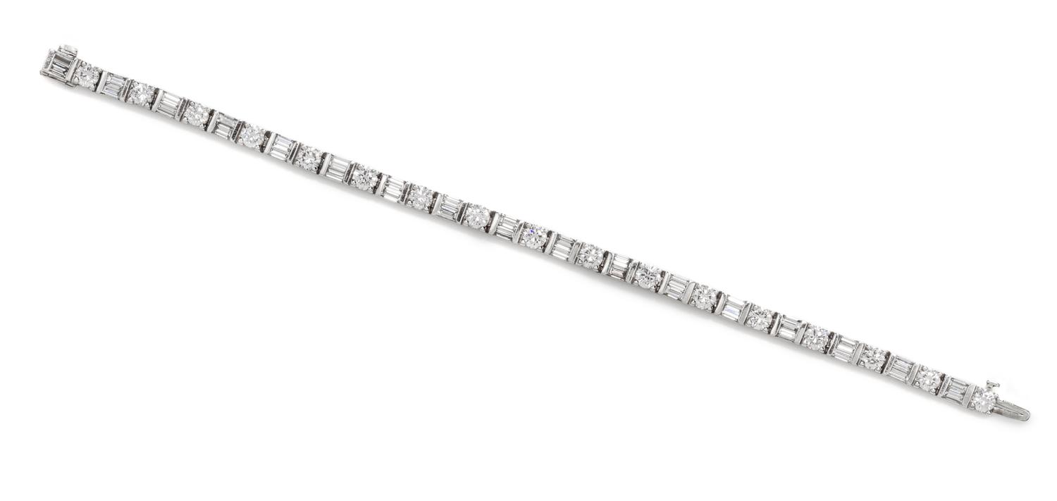 A Platinum and Diamond Line Bracelet, 18.50 dwts.
