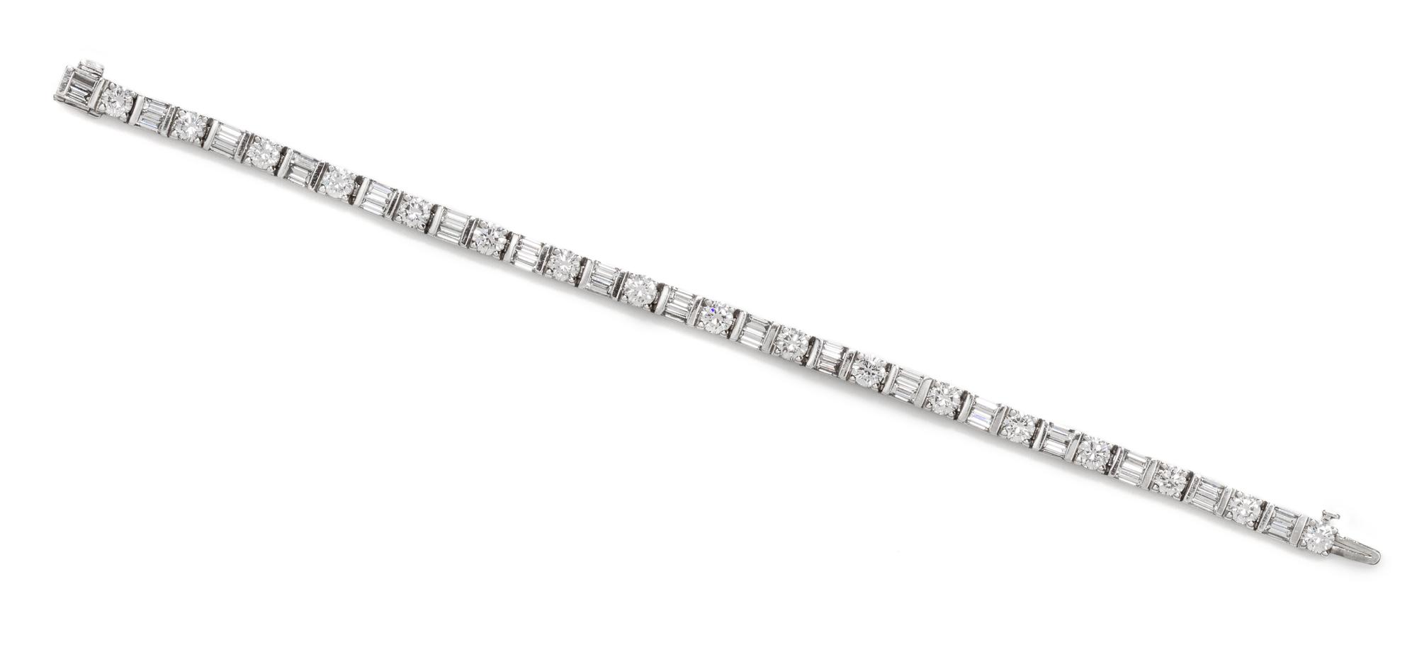 A Platinum and Diamond Line Bracelet, 18.50 dwts.