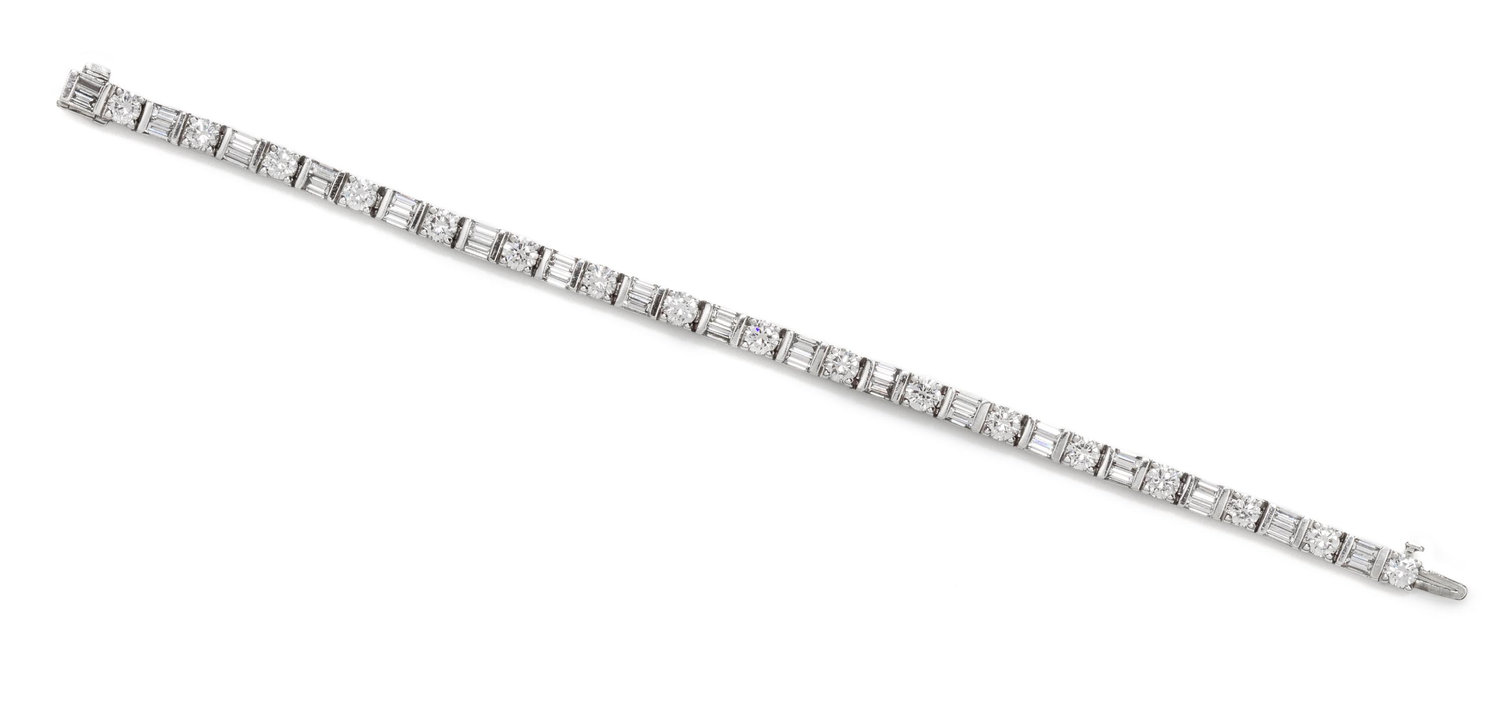 A Platinum and Diamond Line Bracelet, 18.50 dwts.