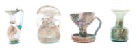 Three Roman Glass Articles Height of tallest 4 1/4 inches.