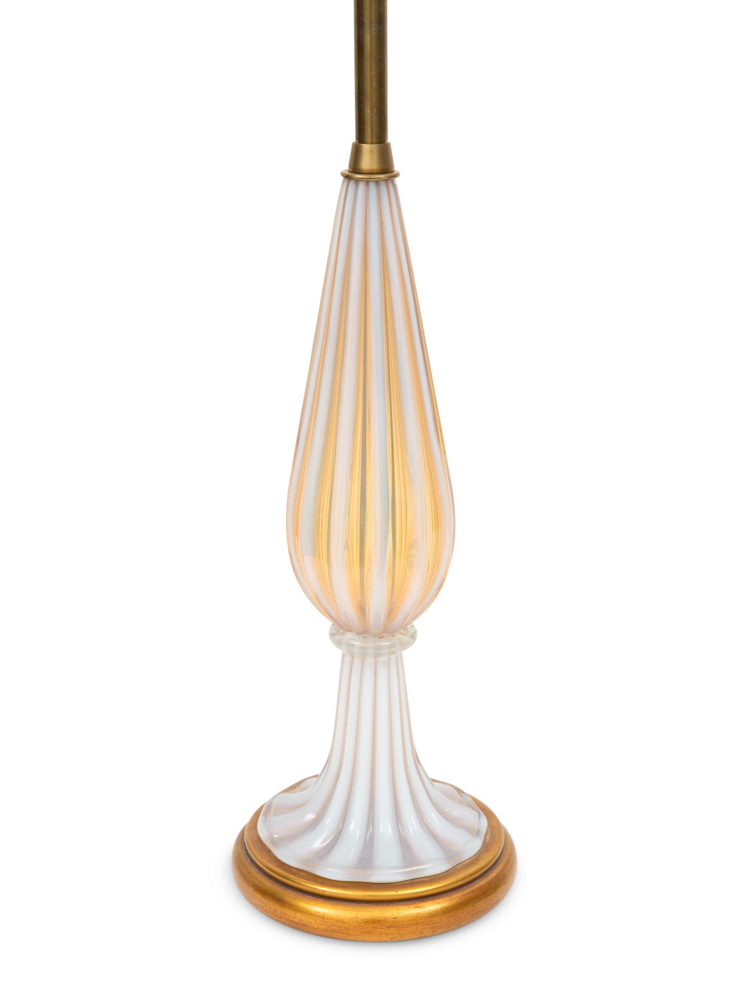 A Pair of Marbro Lamps with Seguso Murano Glass