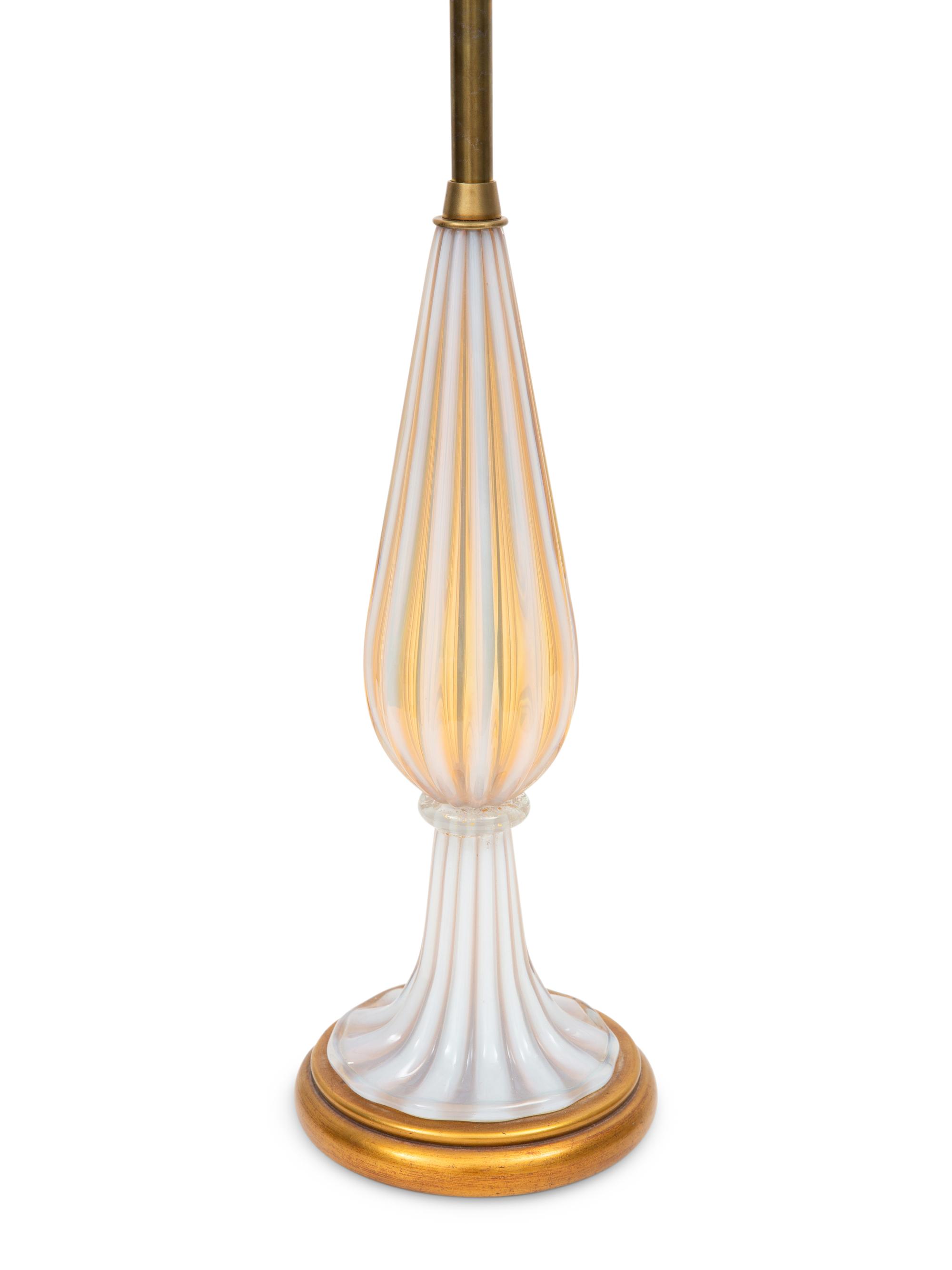 A Pair of Marbro Lamps with Seguso Murano Glass