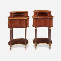 A Pair of Louis XVI Style Gilt-Bronze Mounted Fruitwood and Mahogany Side Tables Late 19th/early 20th century