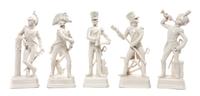 Six Goebel Blanc de Chine Soldier Figurines — 20TH CENTURY