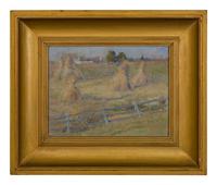 Hay Stacks and Fence
