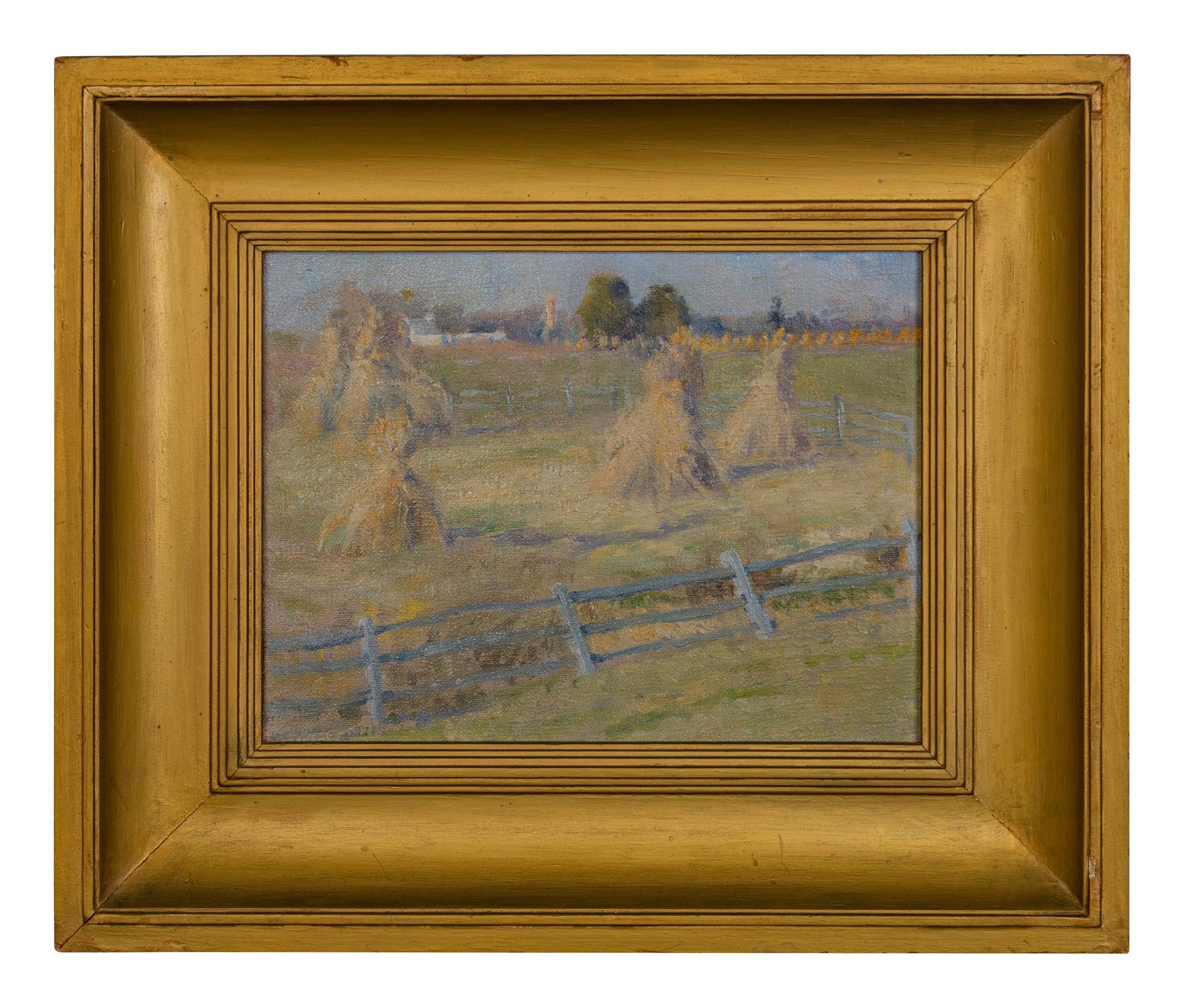 Hay Stacks and Fence