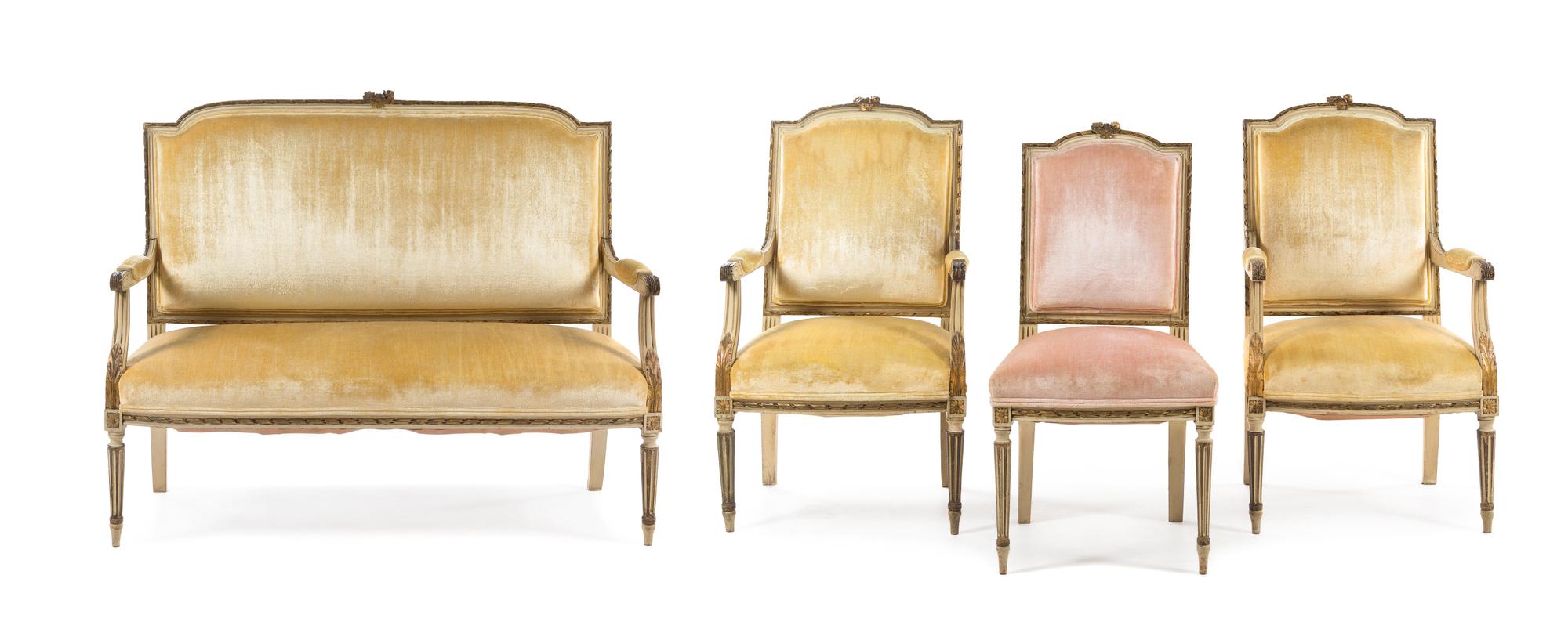 A Louis XVI Style Painted Parlor Suite — LATE 19TH CENTURY