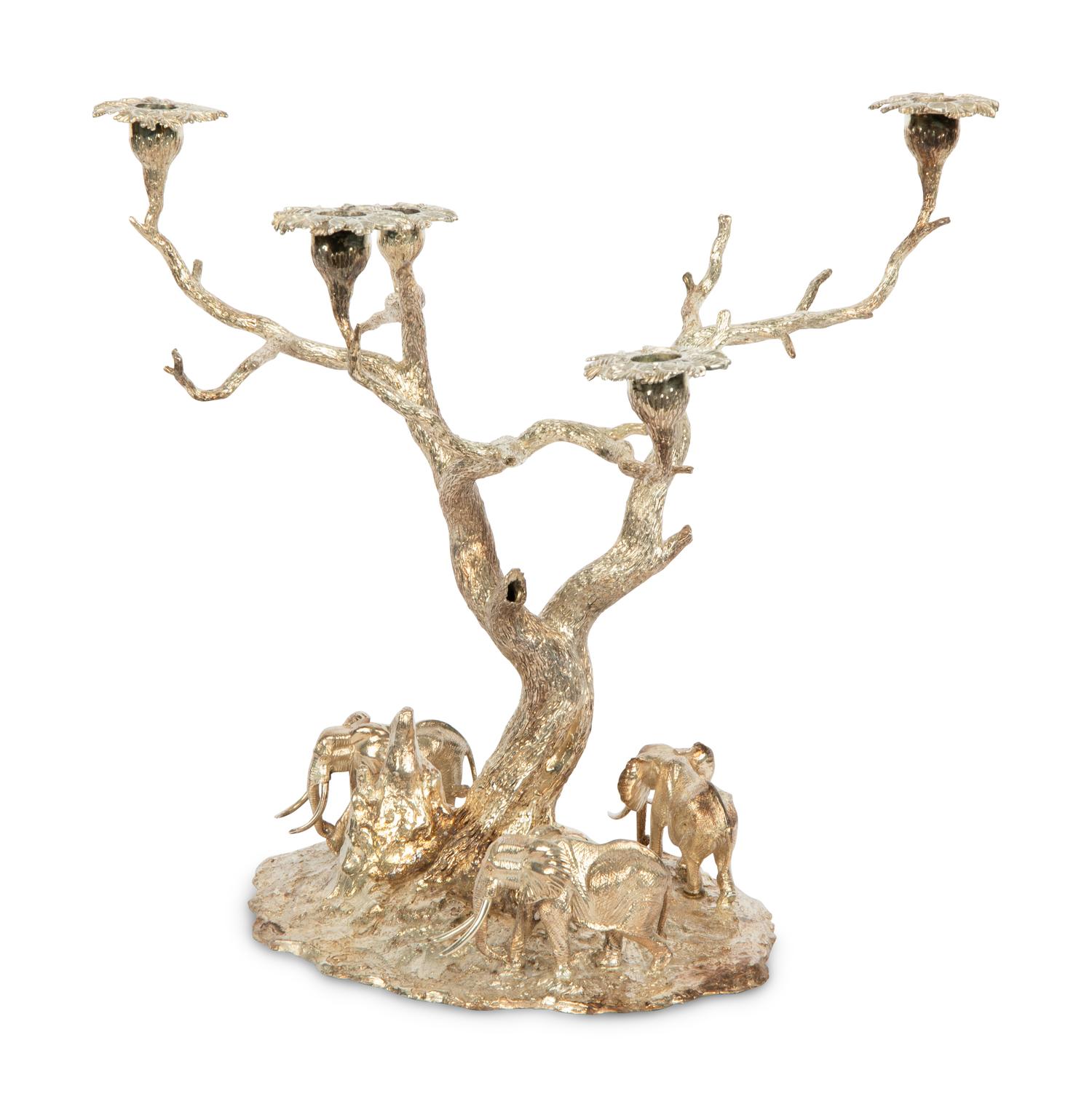 A Patrick Mavros Silver Tree of Lights Five-Light Candelabra