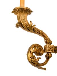 A Pair of Louis XV Style Blue and White Jasperware-Mounted Gilt-Bronze Three-Light Sconces — 19TH CENTURY