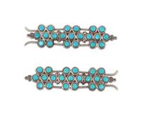 Pair of Zuni Silver and Turquoise Hair Clips