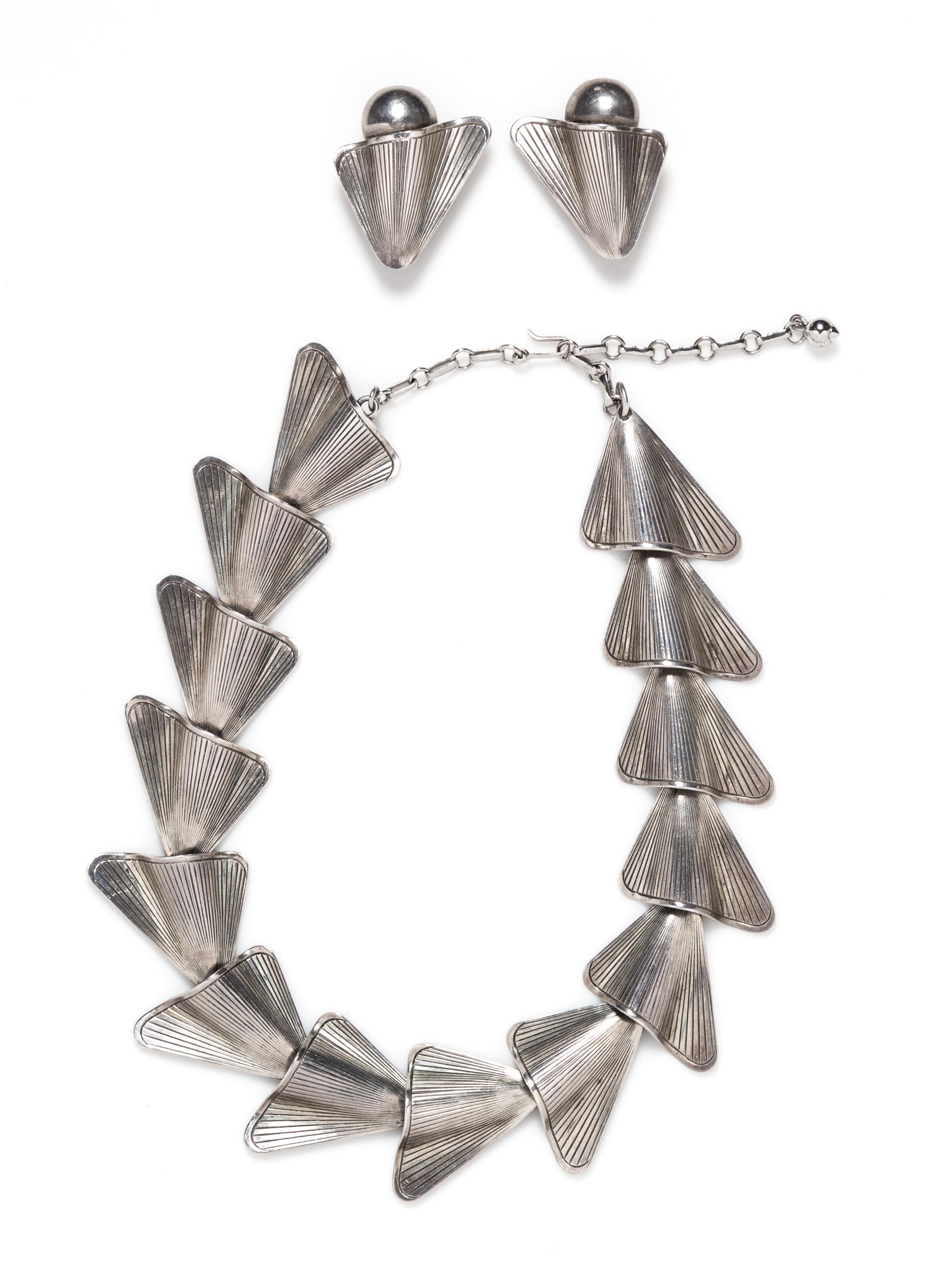A Retro Sterling Silver Demi Parure, Burg, 46.70 dwts.