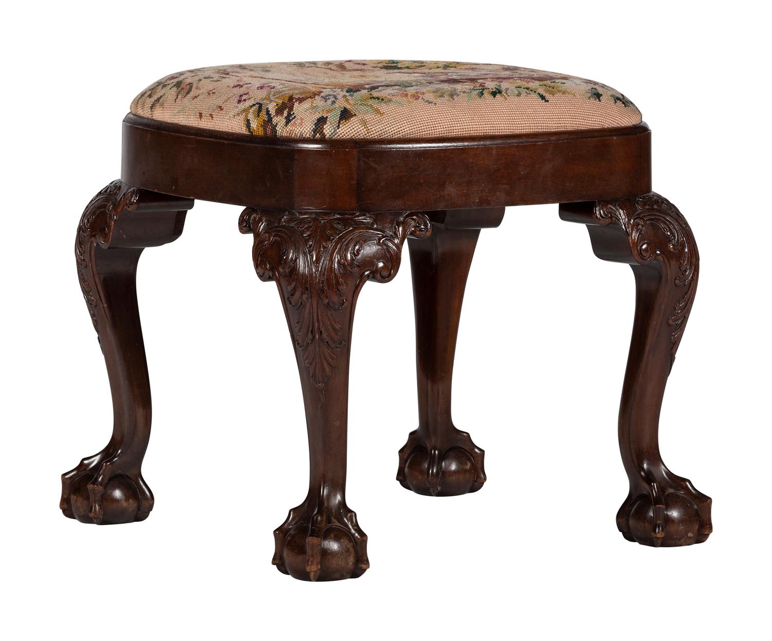 A George II Style Carved Mahogany Stool