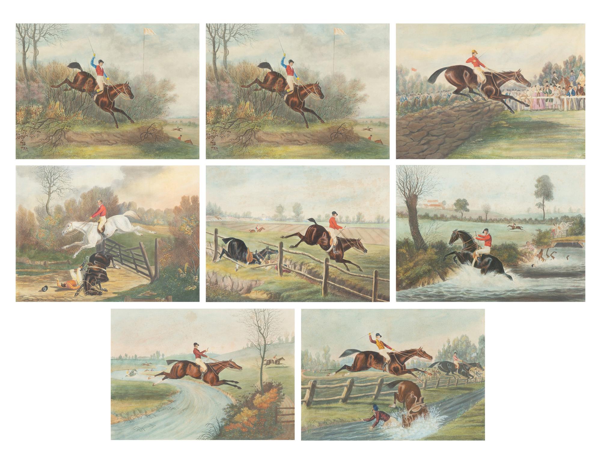 Chances of the Steeple Chase, 1826 (a set of eight)