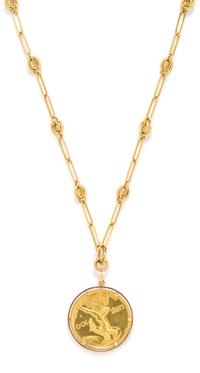 An 18 Karat Yellow Gold and Coin Necklace, 35.20 dwts.