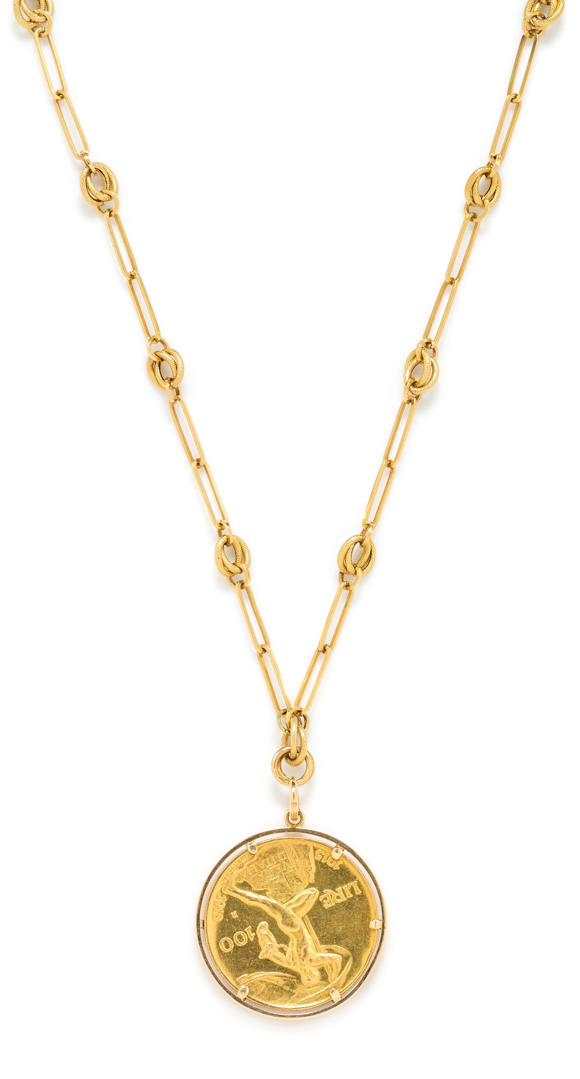 An 18 Karat Yellow Gold and Coin Necklace, 35.20 dwts.