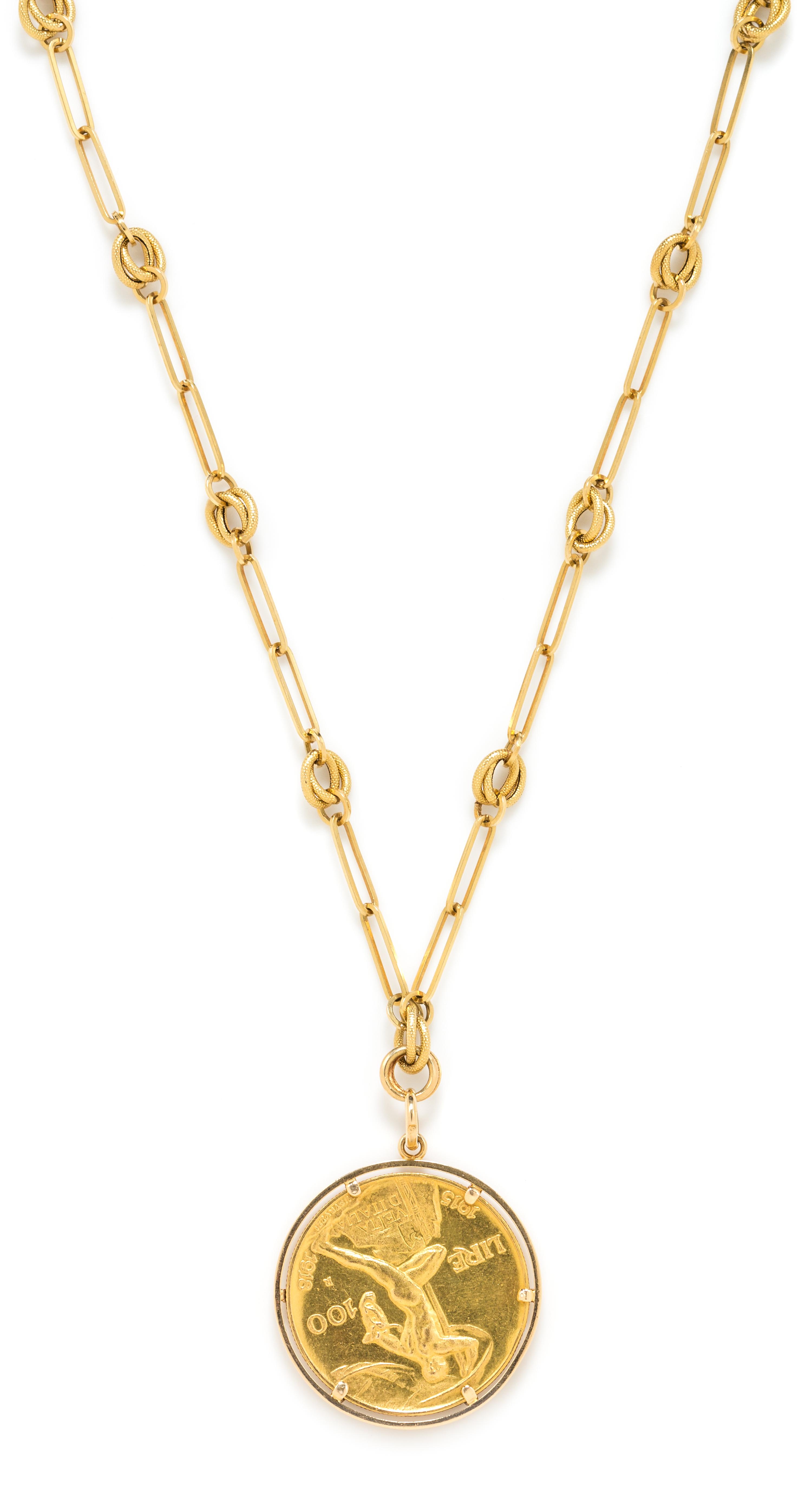 An 18 Karat Yellow Gold and Coin Necklace, 35.20 dwts.