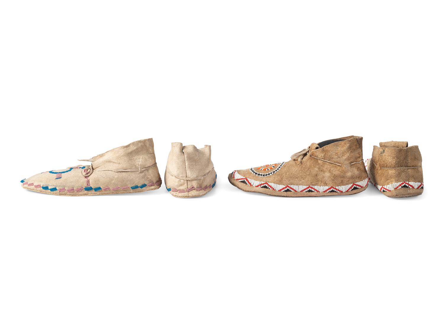 Northern Plains Beaded Hide Moccasins