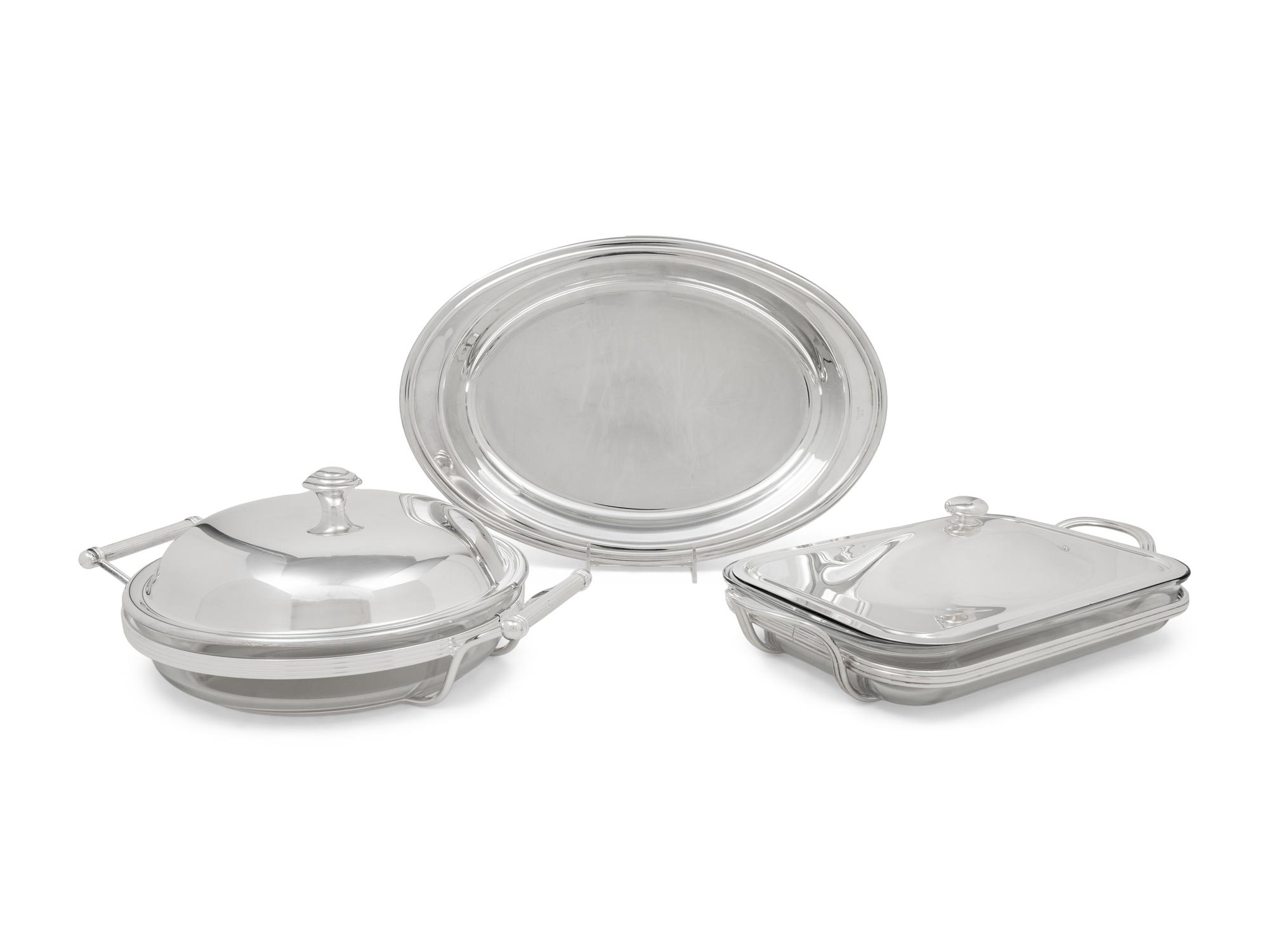 Three French Silver-Plate Serving Articles