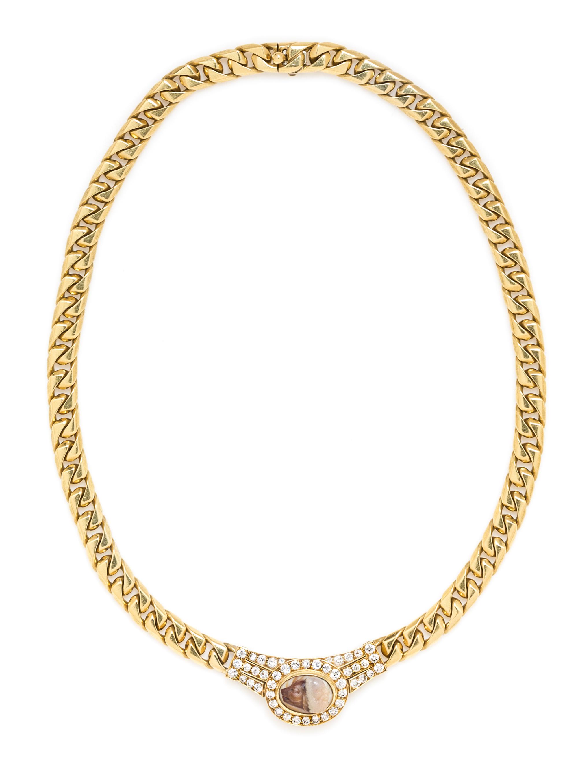 An 18 Karat Yellow Gold, Diamond and Ancient Cameo Necklace, Bulgari, 45.60 dwts.