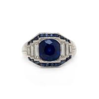 CARTIER, ART DECO, KASHMIR SAPPHIRE AND DIAMOND RING