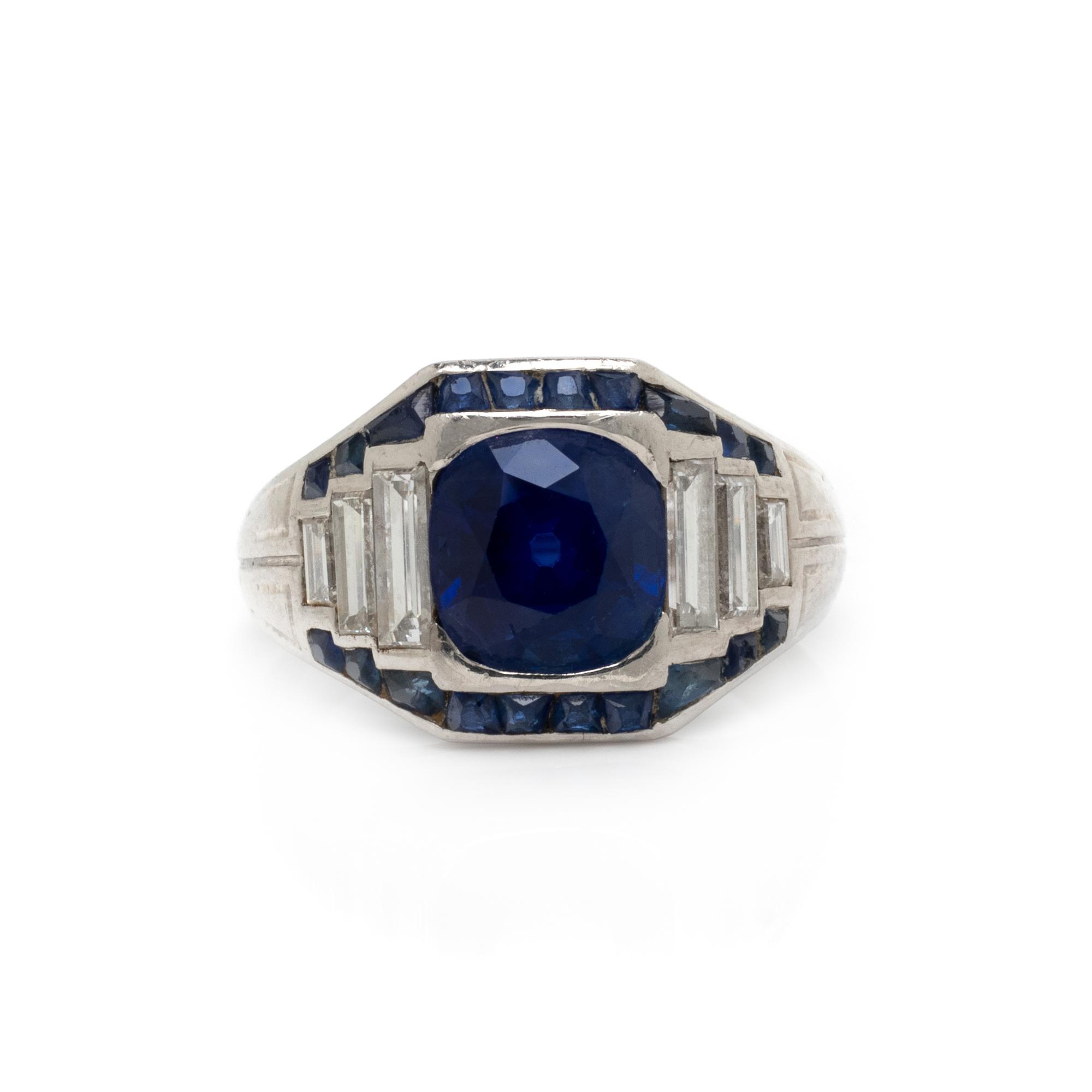 CARTIER, ART DECO, KASHMIR SAPPHIRE AND DIAMOND RING