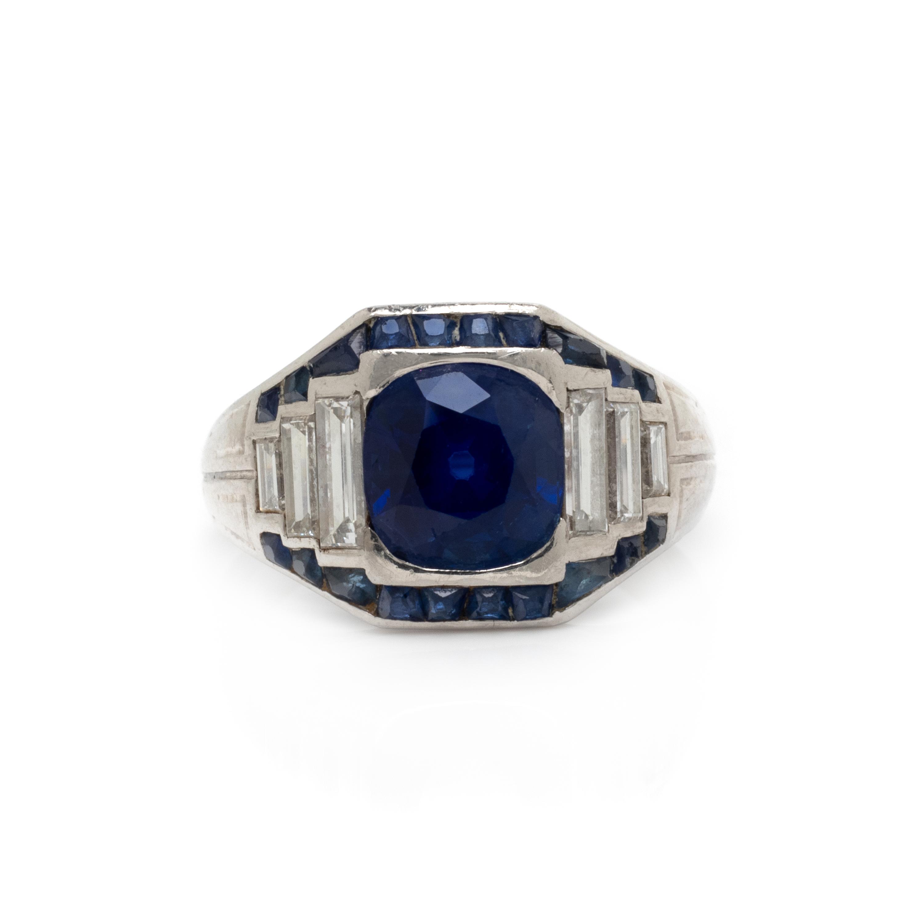 CARTIER, ART DECO, KASHMIR SAPPHIRE AND DIAMOND RING
