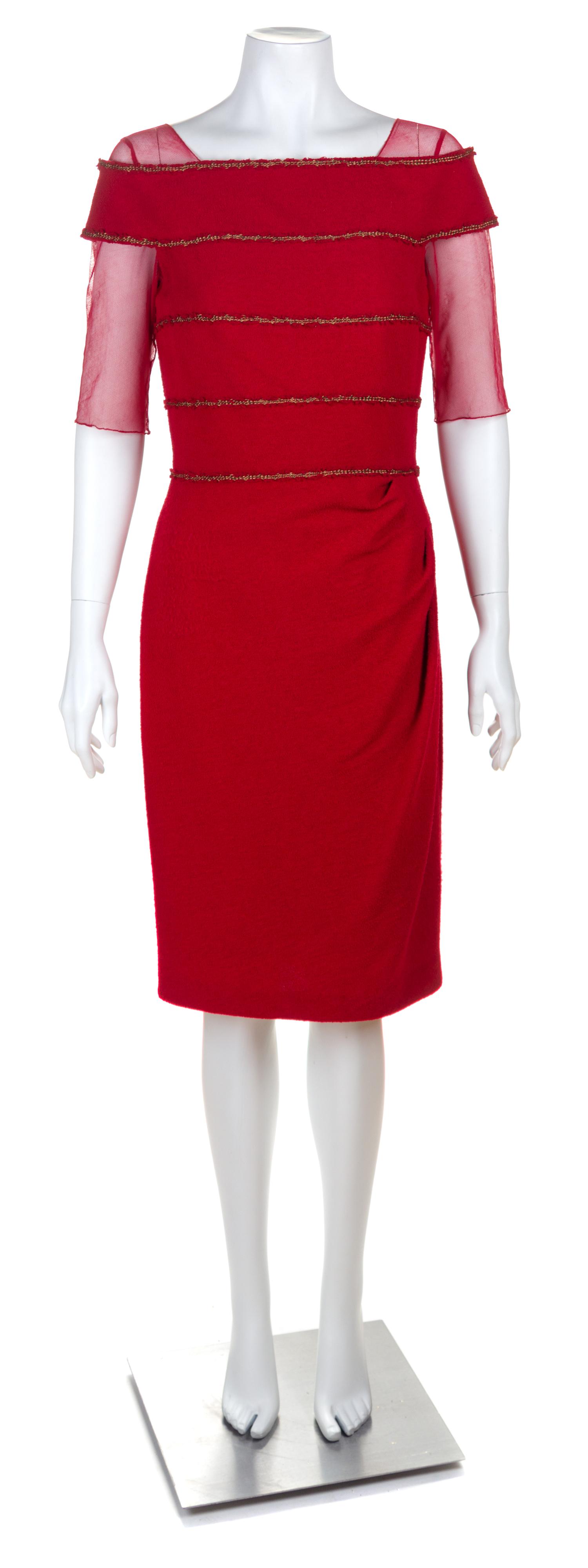 A Chanel Red Wool Dress, Size 40.