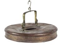A Qajar Brass Hanging Accordion Candle Lamp