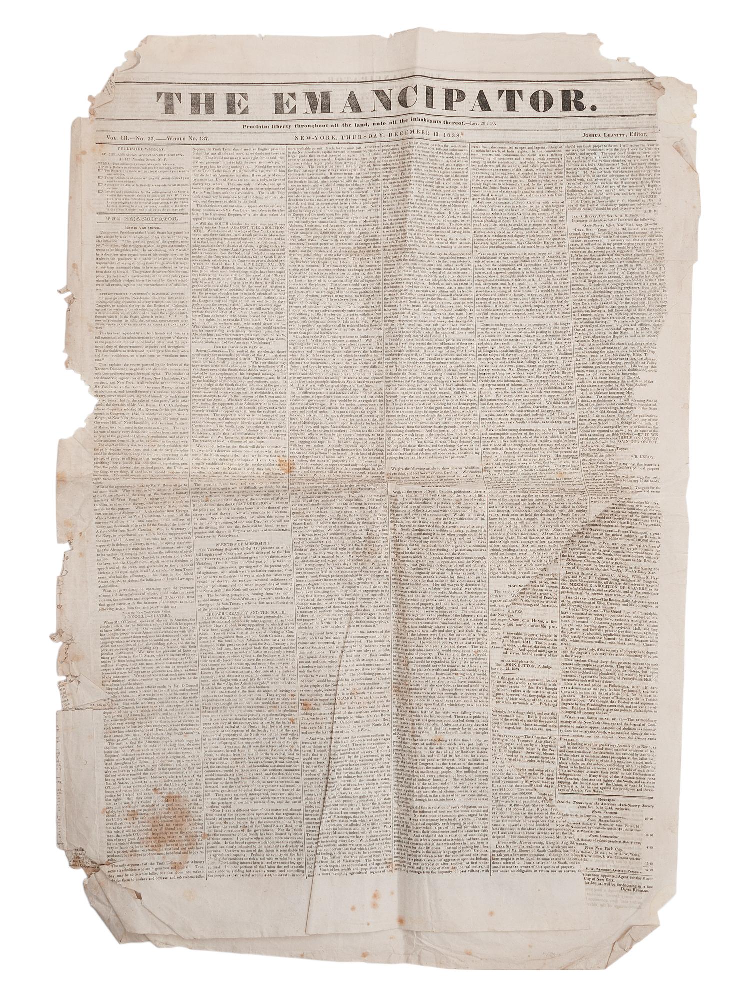 [PERIODICALS]. A group of 13 nineteenth-century newspapers and publications, including The Emancipator and the Catholic newspaper of the Yankton Sioux.