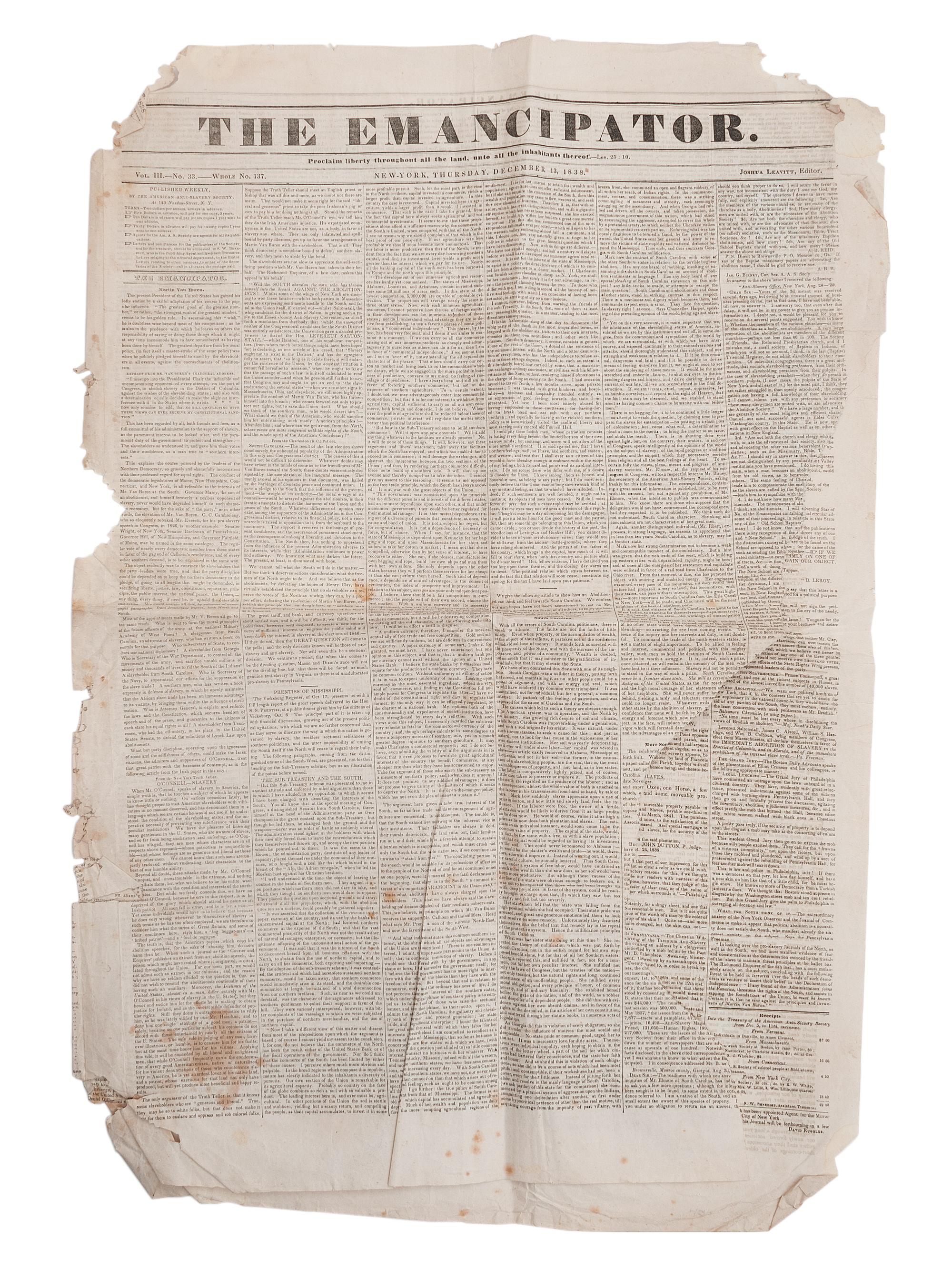 [PERIODICALS]. A group of 13 nineteenth-century newspapers and publications, including The Emancipator and the Catholic newspaper of the Yankton Sioux.