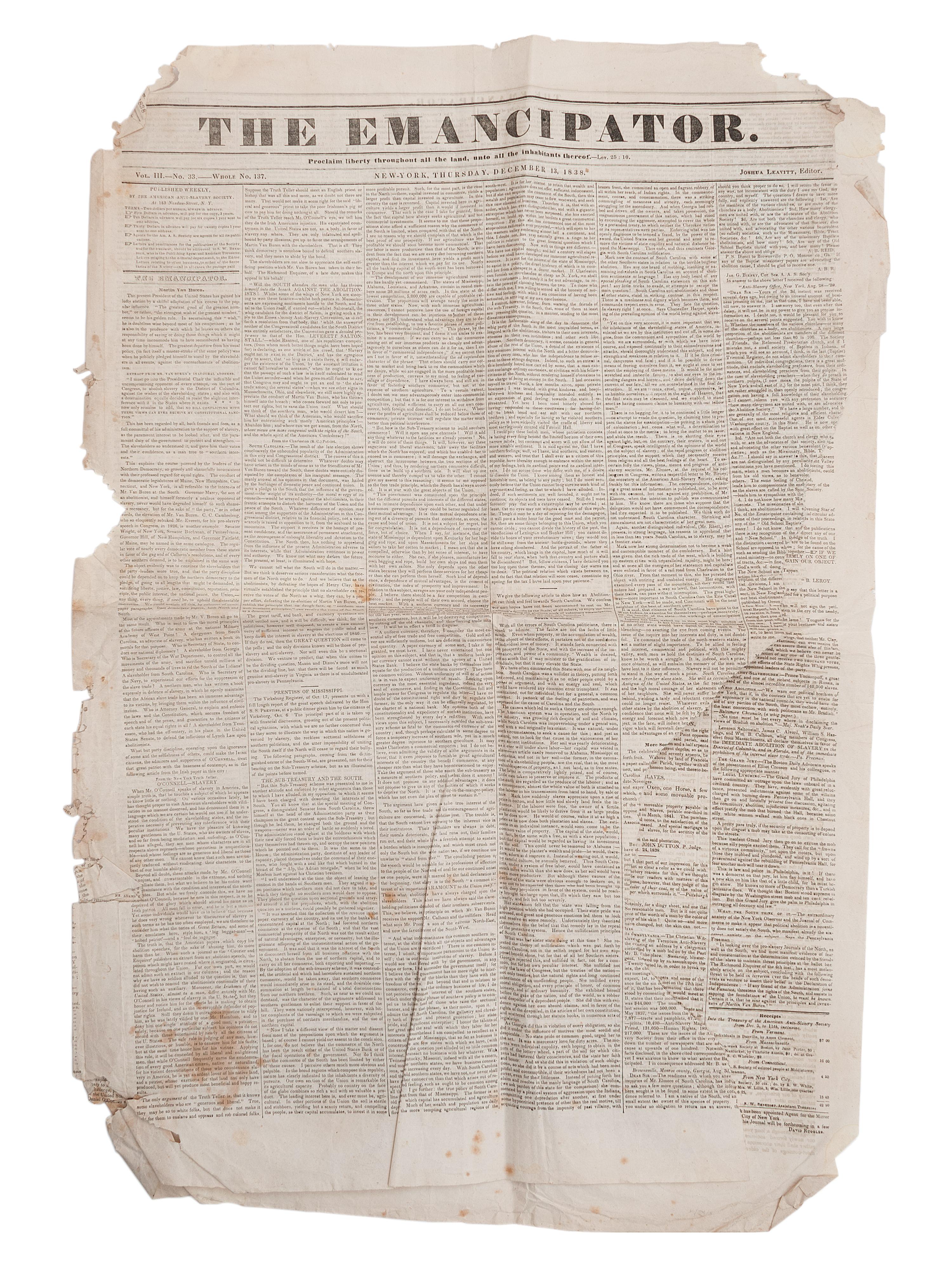 [PERIODICALS]. A group of 13 nineteenth-century newspapers and publications, including The Emancipator and the Catholic newspaper of the Yankton Sioux.
