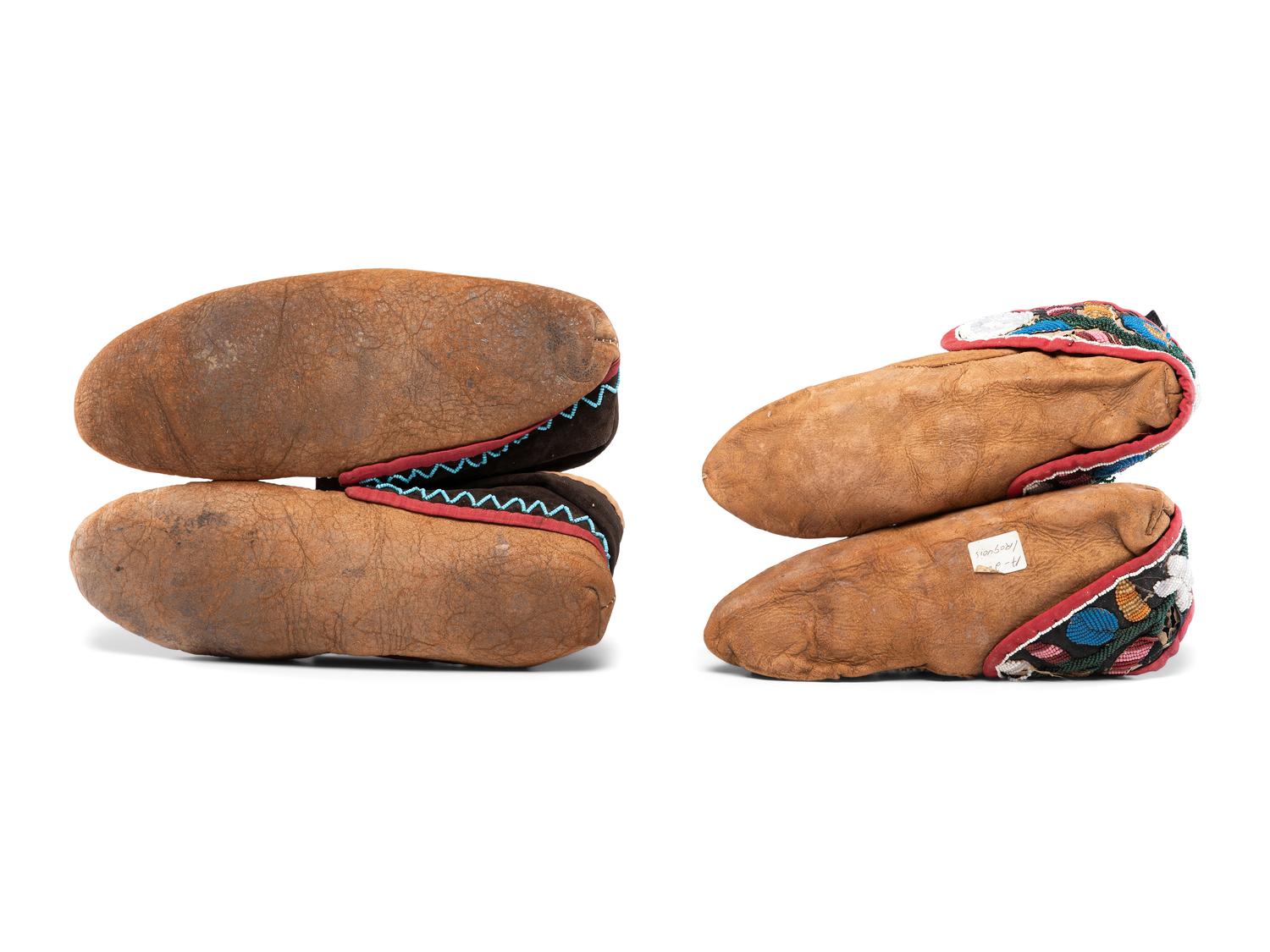 Collection of Great Lakes Beaded Hide Moccasins