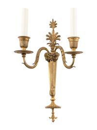 A Pair of North European Gilt Bronze Two-Branch Wall-Lights